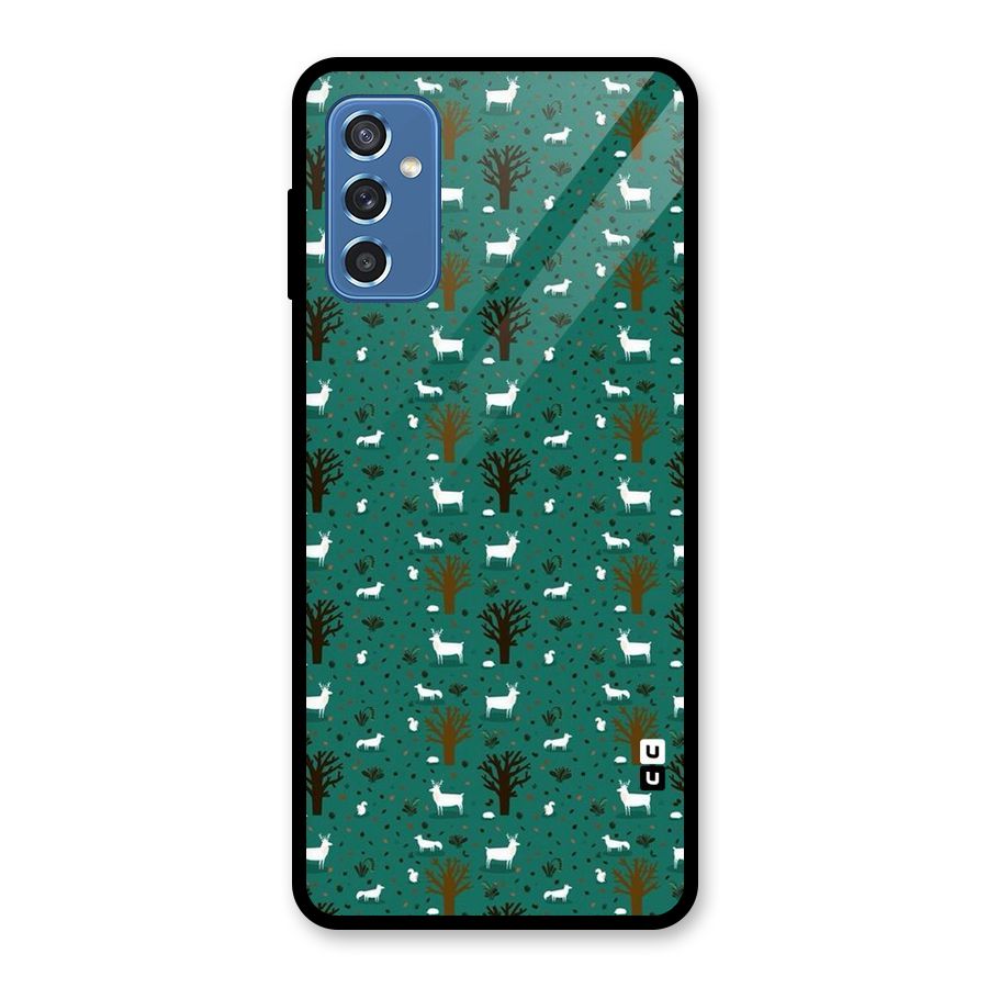 Animal Grass Pattern Glass Back Case for Galaxy M52 5G