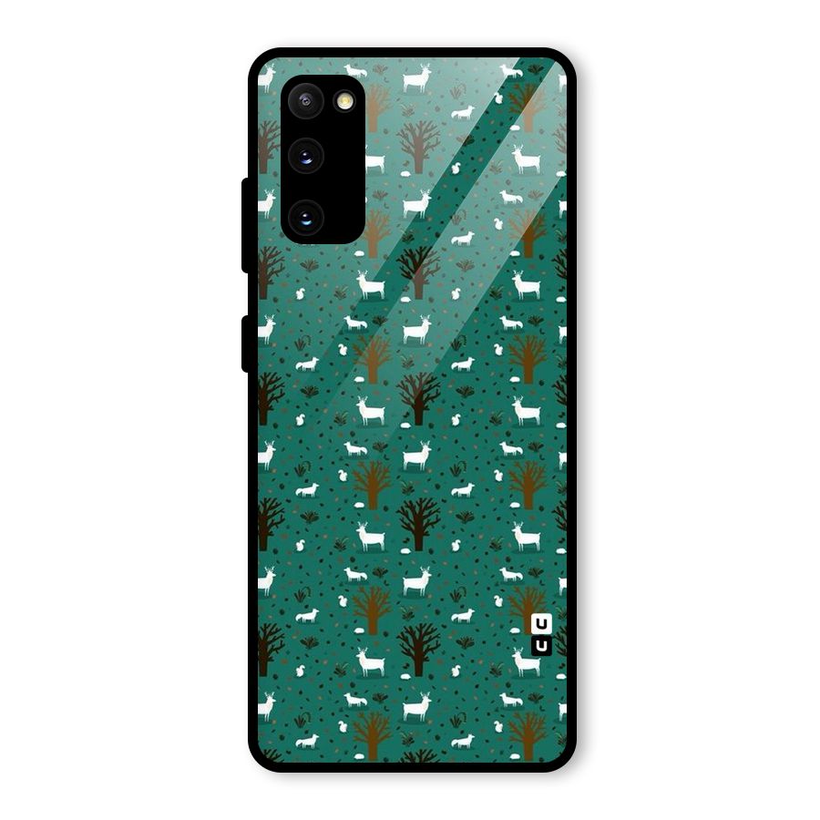Animal Grass Pattern Glass Back Case for Galaxy S20 FE