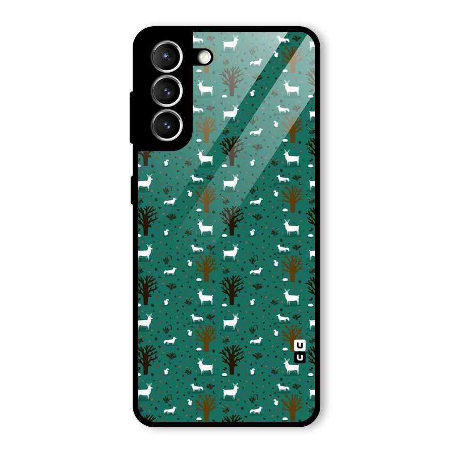 Animal Grass Pattern Glass Back Case for Galaxy S21 5G