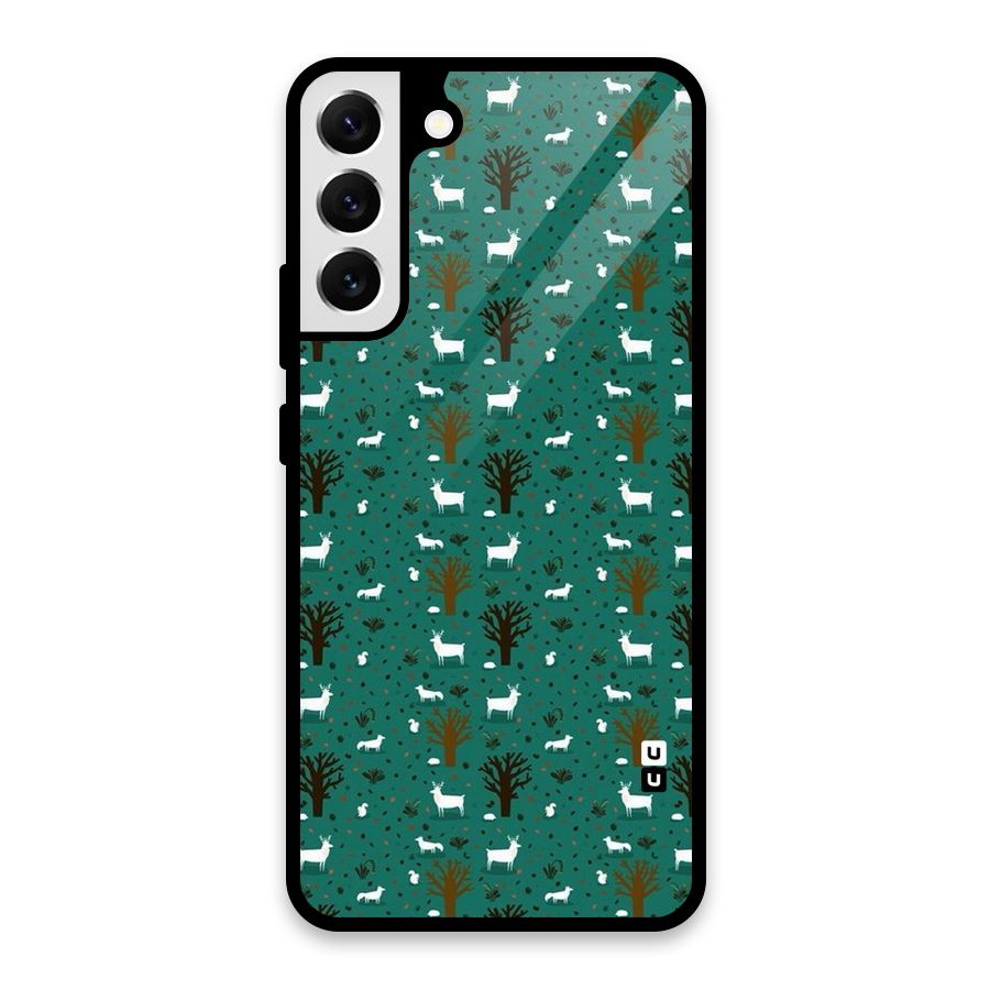 Animal Grass Pattern Glass Back Case for Galaxy S22 Plus 5G