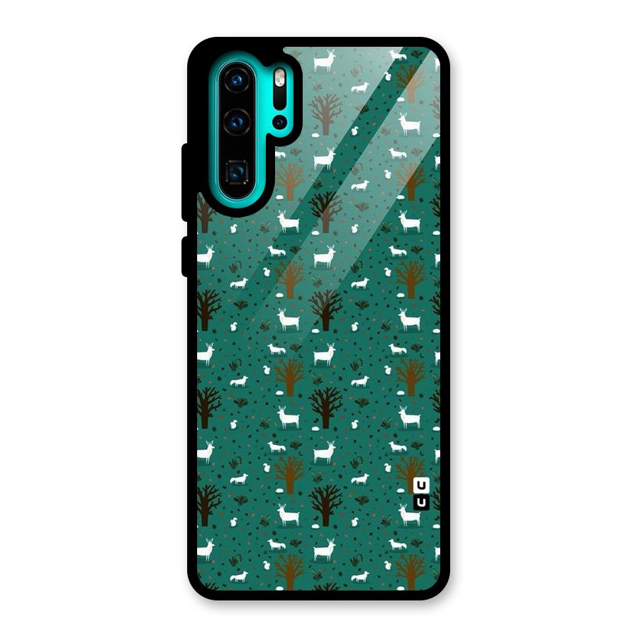 Animal Grass Pattern Glass Back Case for Huawei P30 Pro