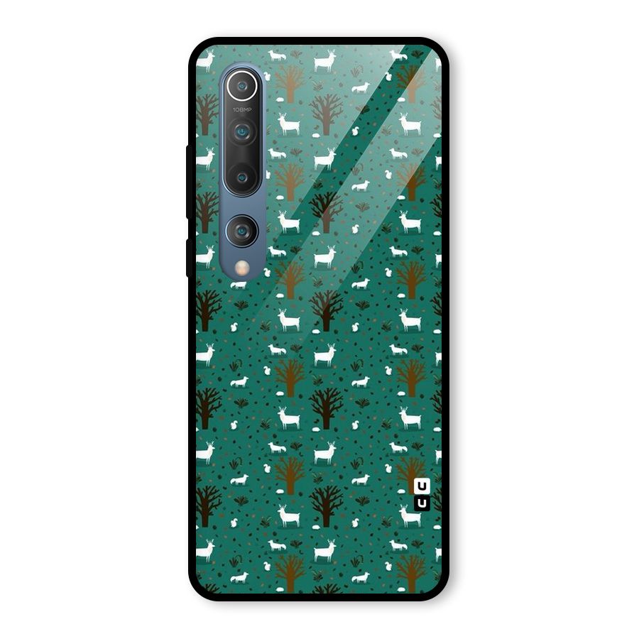 Animal Grass Pattern Glass Back Case for Mi 10