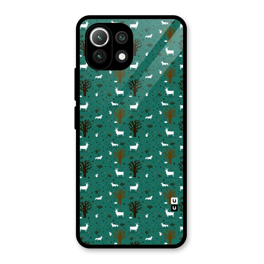 Animal Grass Pattern Glass Back Case for Mi 11 Lite