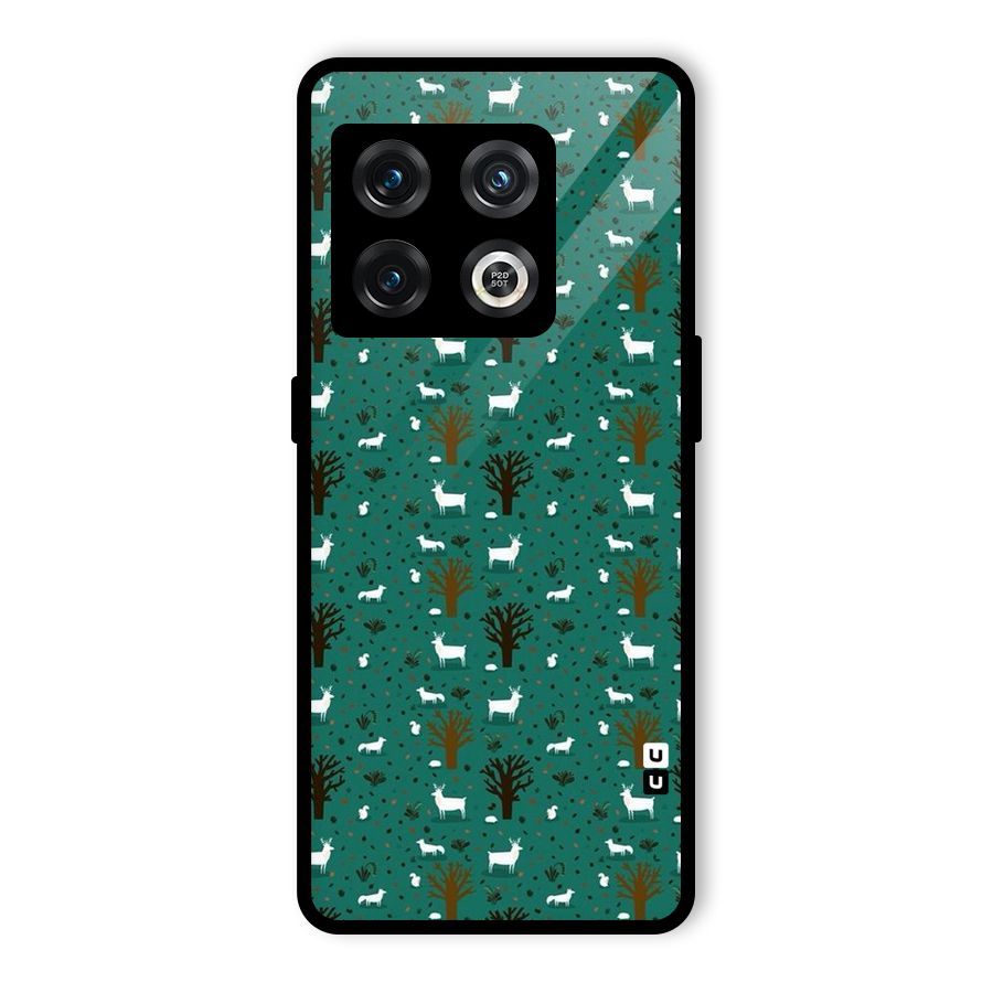 Animal Grass Pattern Glass Back Case for OnePlus 10 Pro 5G