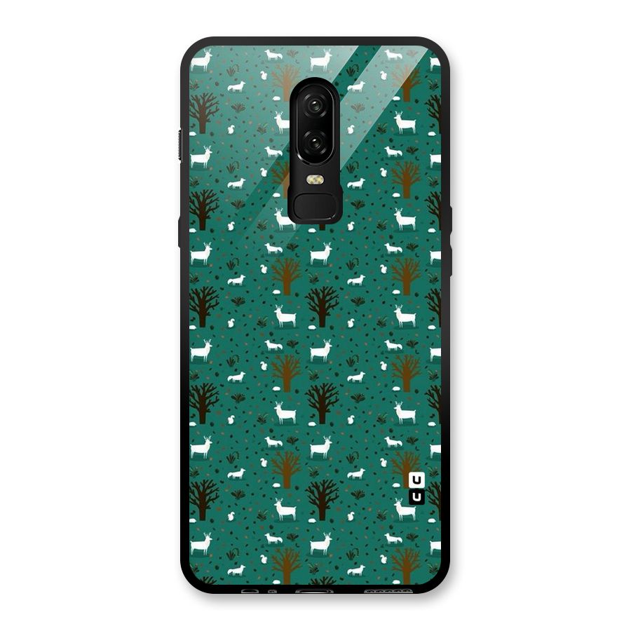 Animal Grass Pattern Glass Back Case for OnePlus 6