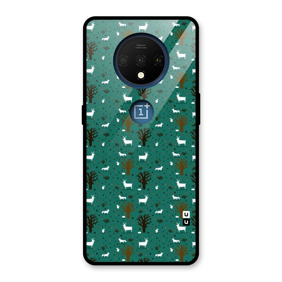 Animal Grass Pattern Glass Back Case for OnePlus 7T