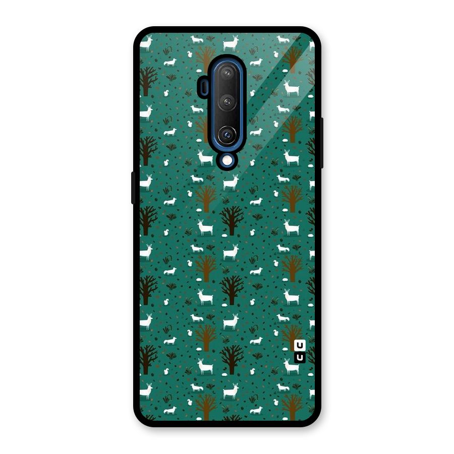 Animal Grass Pattern Glass Back Case for OnePlus 7T Pro