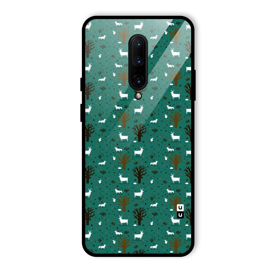Animal Grass Pattern Glass Back Case for OnePlus 7 Pro