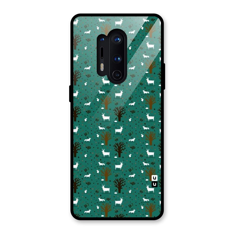 Animal Grass Pattern Glass Back Case for OnePlus 8 Pro