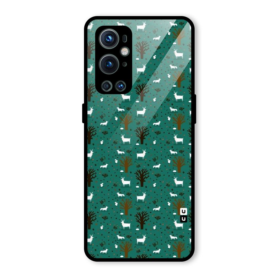 Animal Grass Pattern Glass Back Case for OnePlus 9 Pro