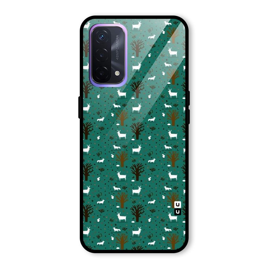 Animal Grass Pattern Glass Back Case for Oppo A74 5G