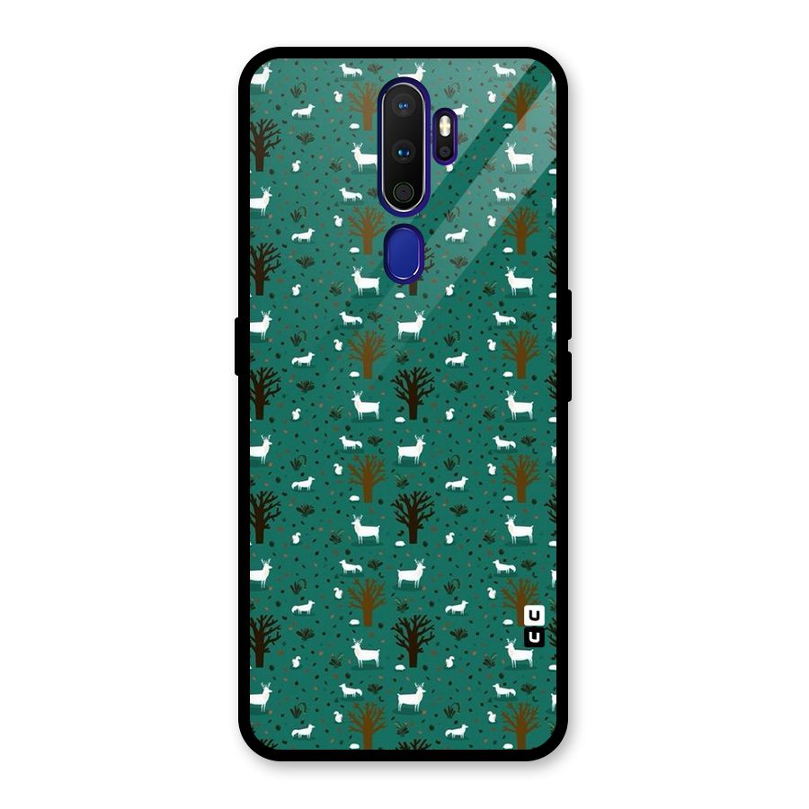 Animal Grass Pattern Glass Back Case for Oppo A9 (2020)