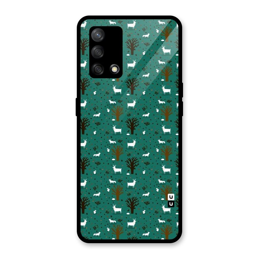 Animal Grass Pattern Glass Back Case for Oppo F19
