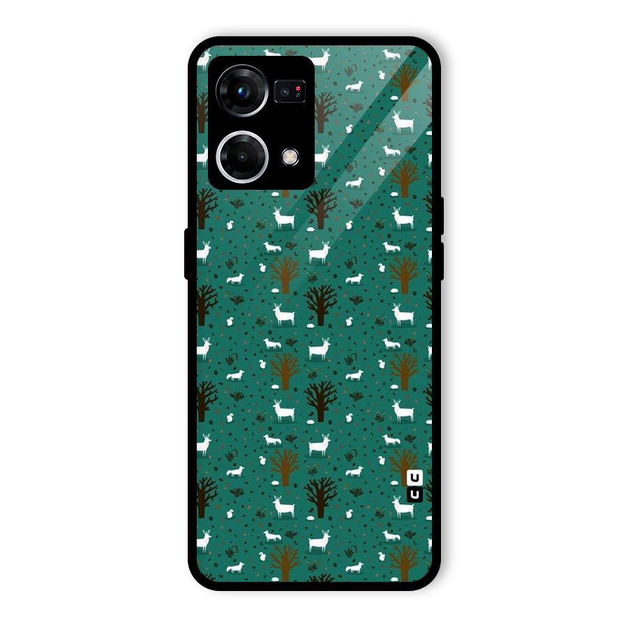 Animal Grass Pattern Glass Back Case for Oppo F21 Pro 5G