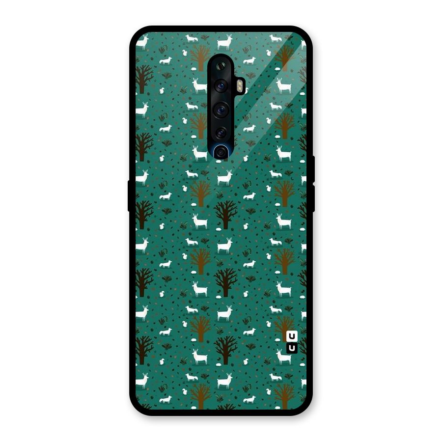 Animal Grass Pattern Glass Back Case for Oppo Reno2 Z