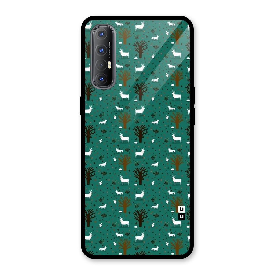 Animal Grass Pattern Glass Back Case for Oppo Reno3 Pro