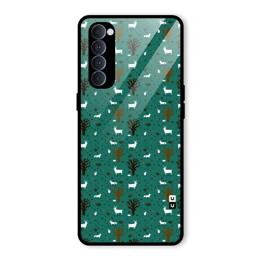 Animal Grass Pattern Glass Back Case for Oppo Reno4 Pro