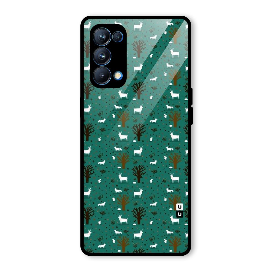 Animal Grass Pattern Glass Back Case for Oppo Reno5 Pro 5G