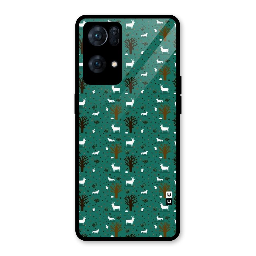 Animal Grass Pattern Glass Back Case for Oppo Reno7 Pro 5G