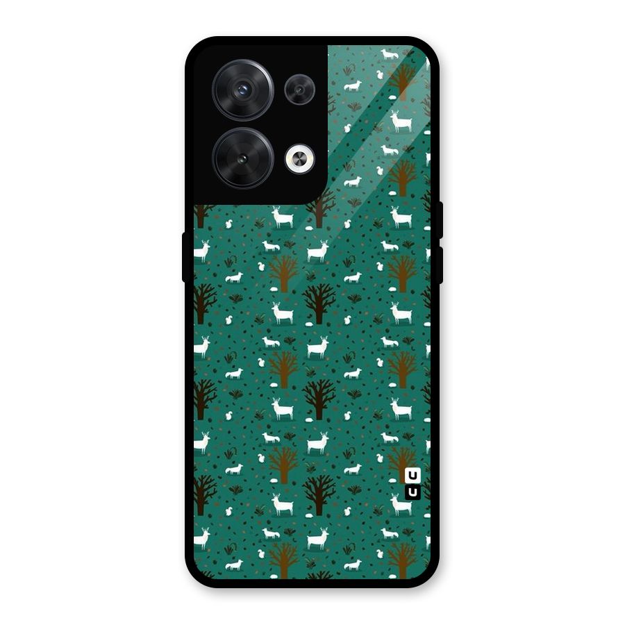 Animal Grass Pattern Glass Back Case for Oppo Reno8 5G