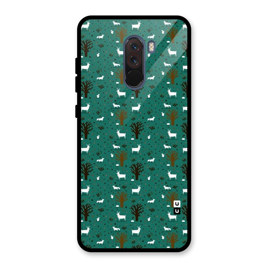 Animal Grass Pattern Glass Back Case for Poco F1