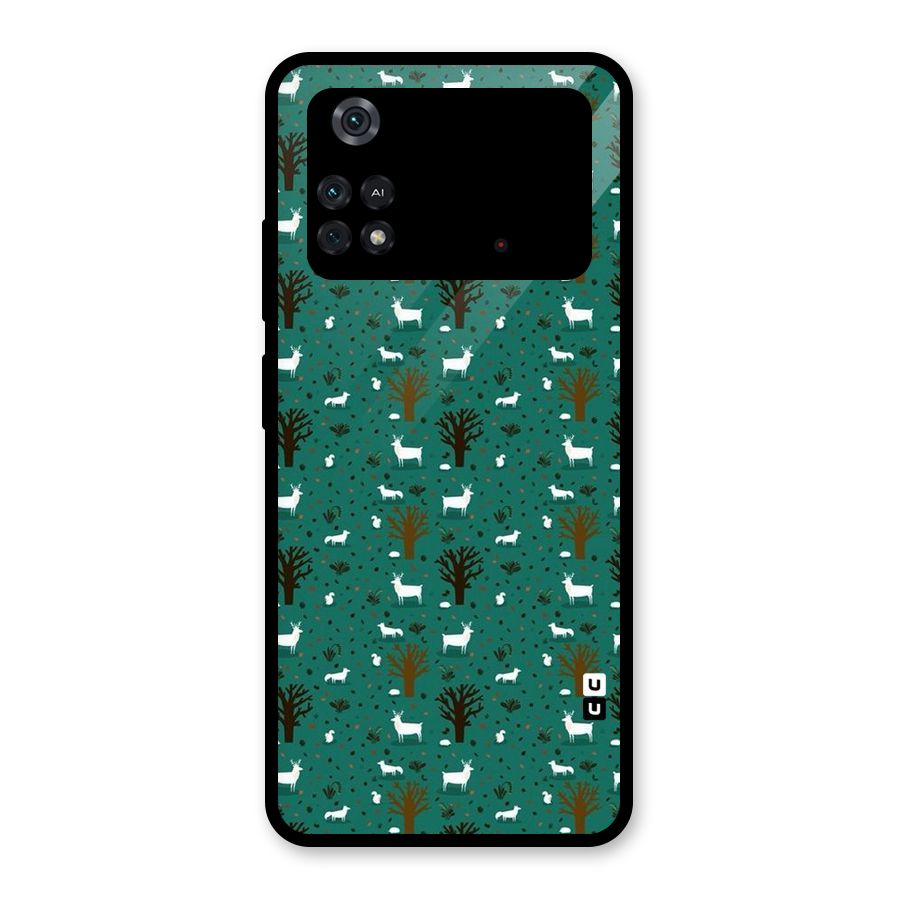 Animal Grass Pattern Glass Back Case for Poco M4 Pro 4G