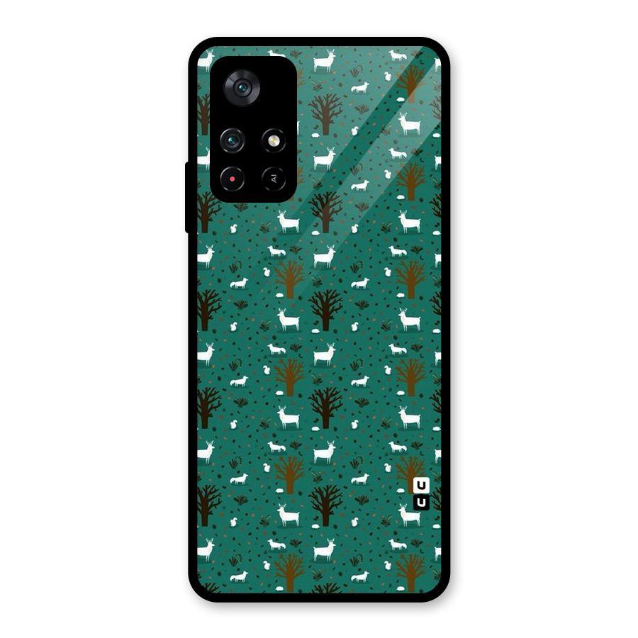 Animal Grass Pattern Glass Back Case for Poco M4 Pro 5G