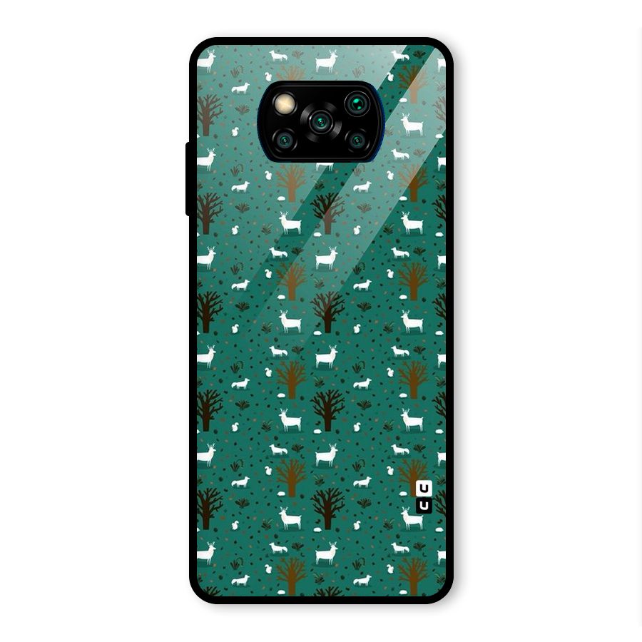 Animal Grass Pattern Glass Back Case for Poco X3 Pro