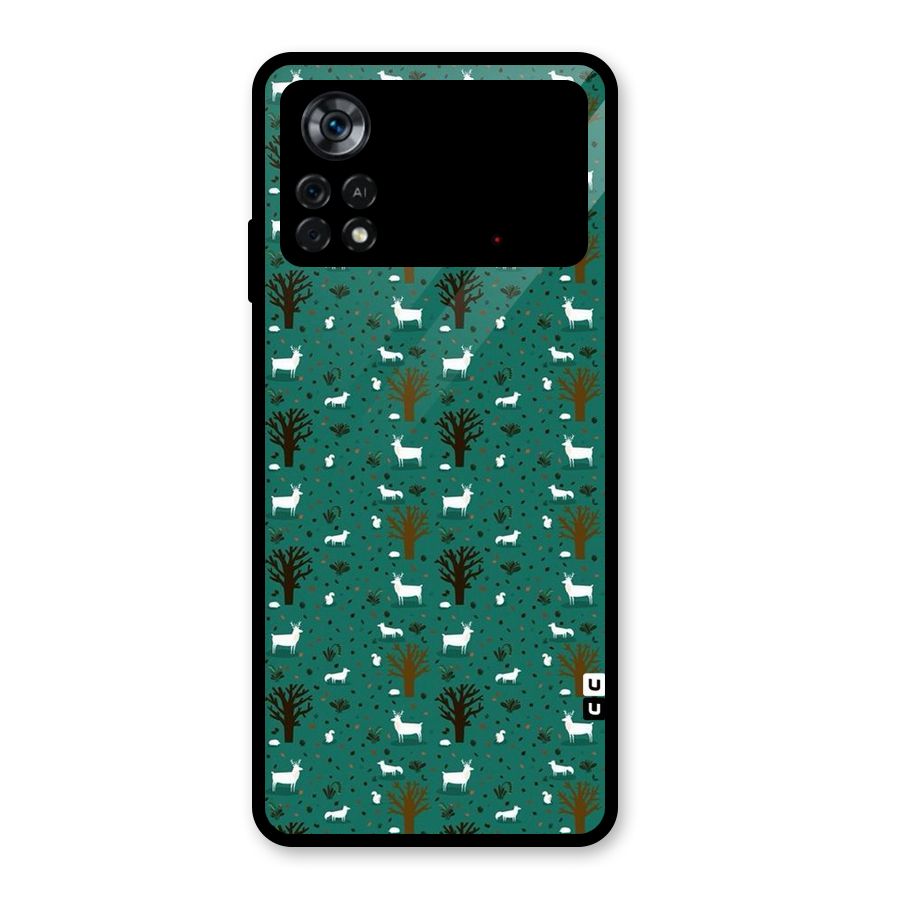 Animal Grass Pattern Glass Back Case for Poco X4 Pro 5G