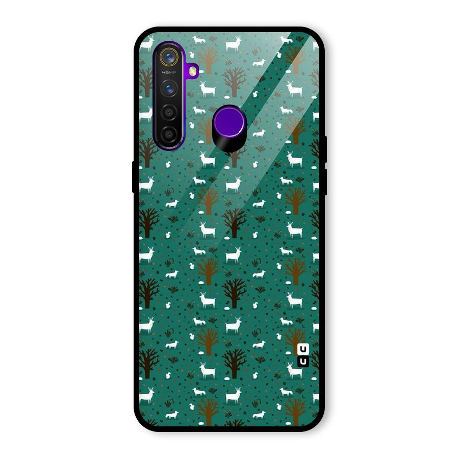 Animal Grass Pattern Glass Back Case for Realme 5 Pro