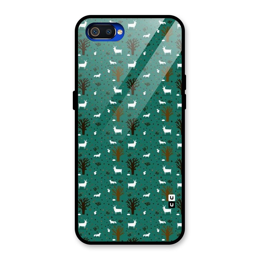 Animal Grass Pattern Glass Back Case for Realme C2