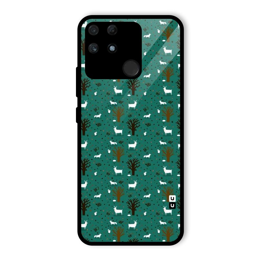 Animal Grass Pattern Glass Back Case for Realme Narzo 50A