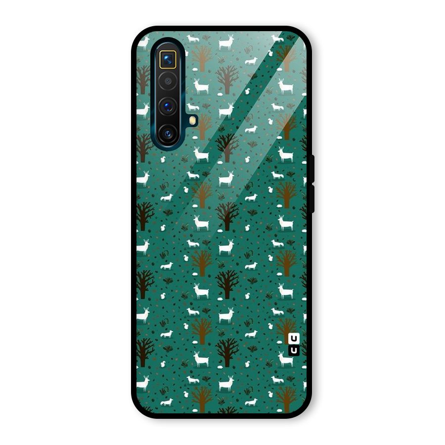Animal Grass Pattern Glass Back Case for Realme X3