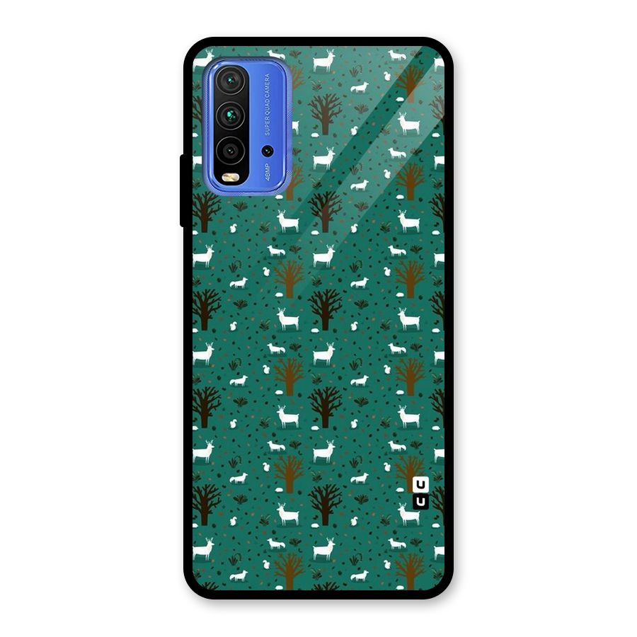 Animal Grass Pattern Glass Back Case for Redmi 9 Power