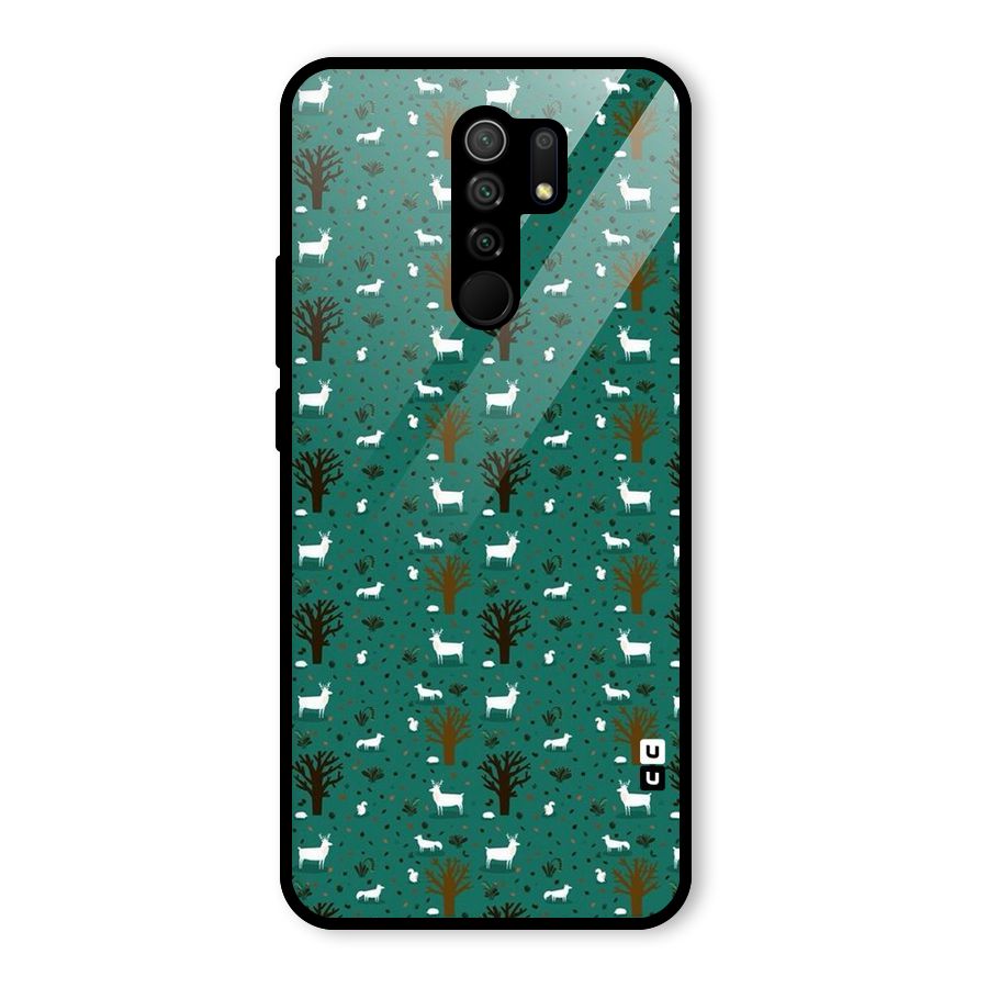 Animal Grass Pattern Glass Back Case for Redmi 9 Prime