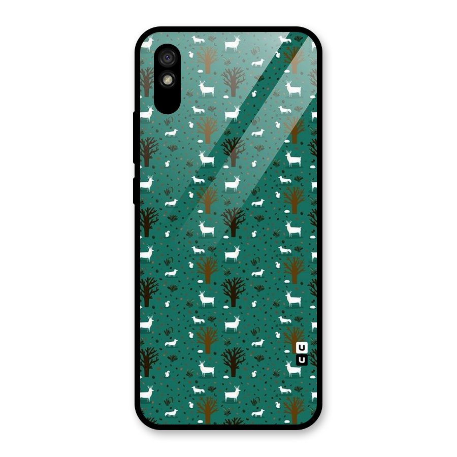 Animal Grass Pattern Glass Back Case for Redmi 9i