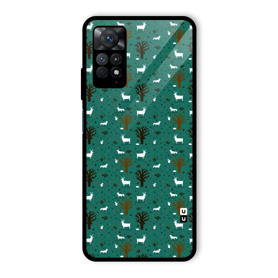 Animal Grass Pattern Glass Back Case for Redmi Note 11 Pro
