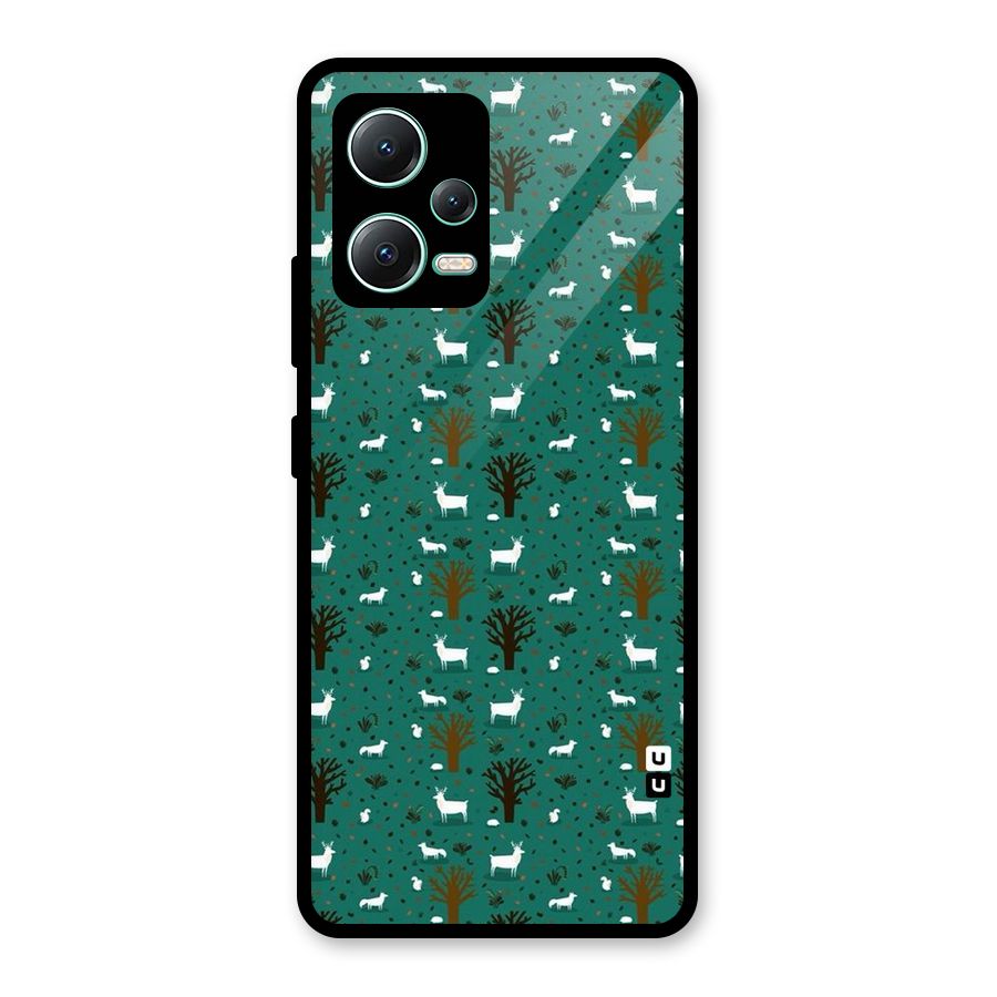 Animal Grass Pattern Glass Back Case for Redmi Note 12 5G