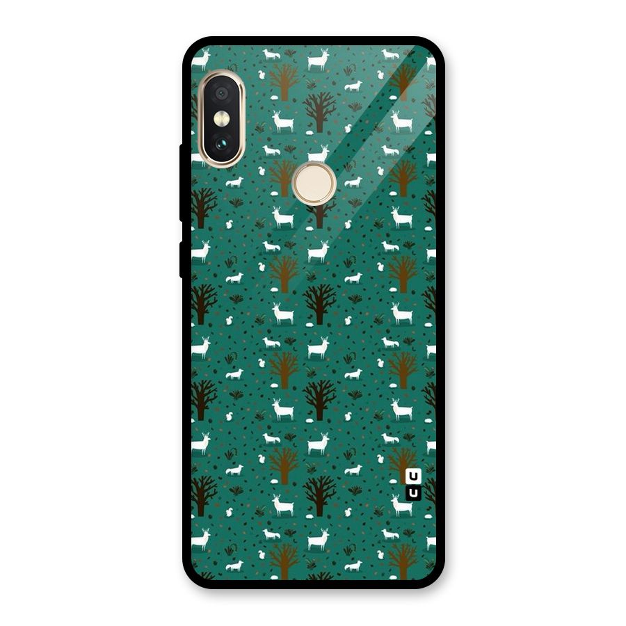 Animal Grass Pattern Glass Back Case for Redmi Note 5 Pro