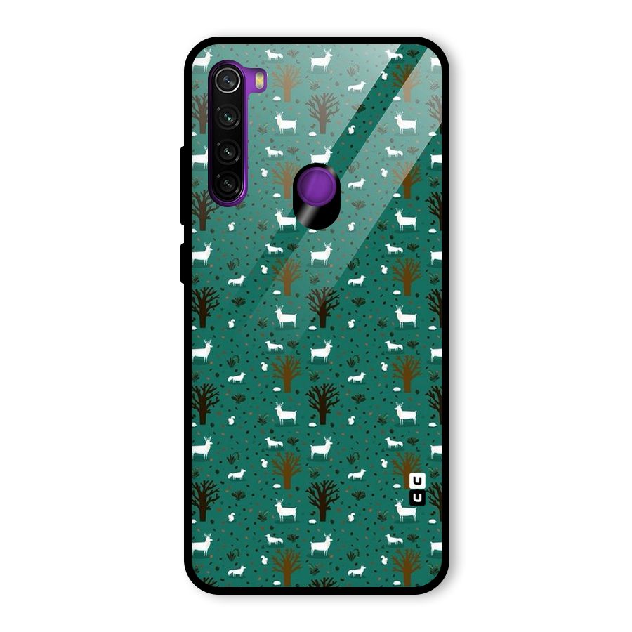 Animal Grass Pattern Glass Back Case for Redmi Note 8