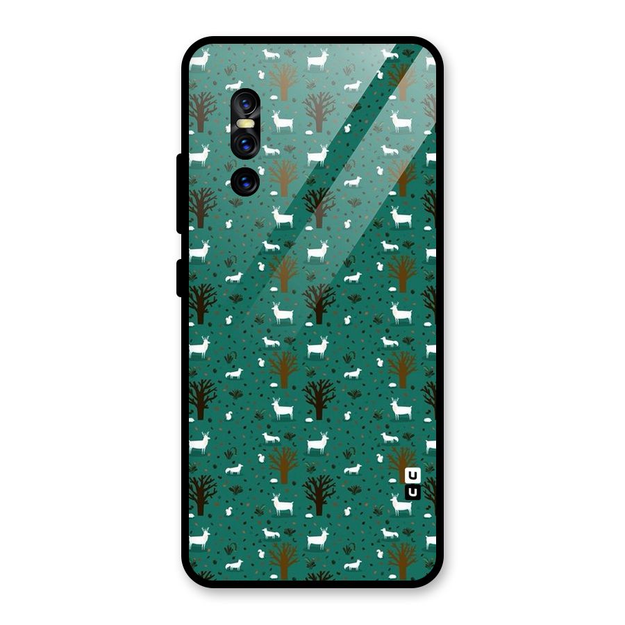 Animal Grass Pattern Glass Back Case for Vivo V15 Pro