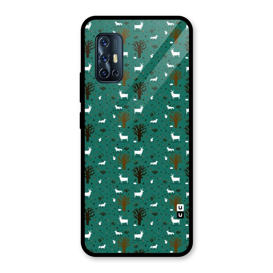 Animal Grass Pattern Glass Back Case for Vivo V17