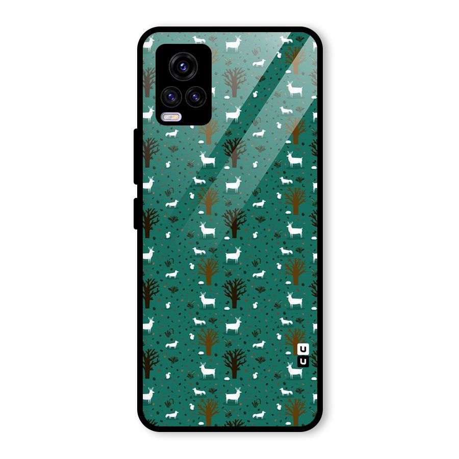 Animal Grass Pattern Glass Back Case for Vivo V20