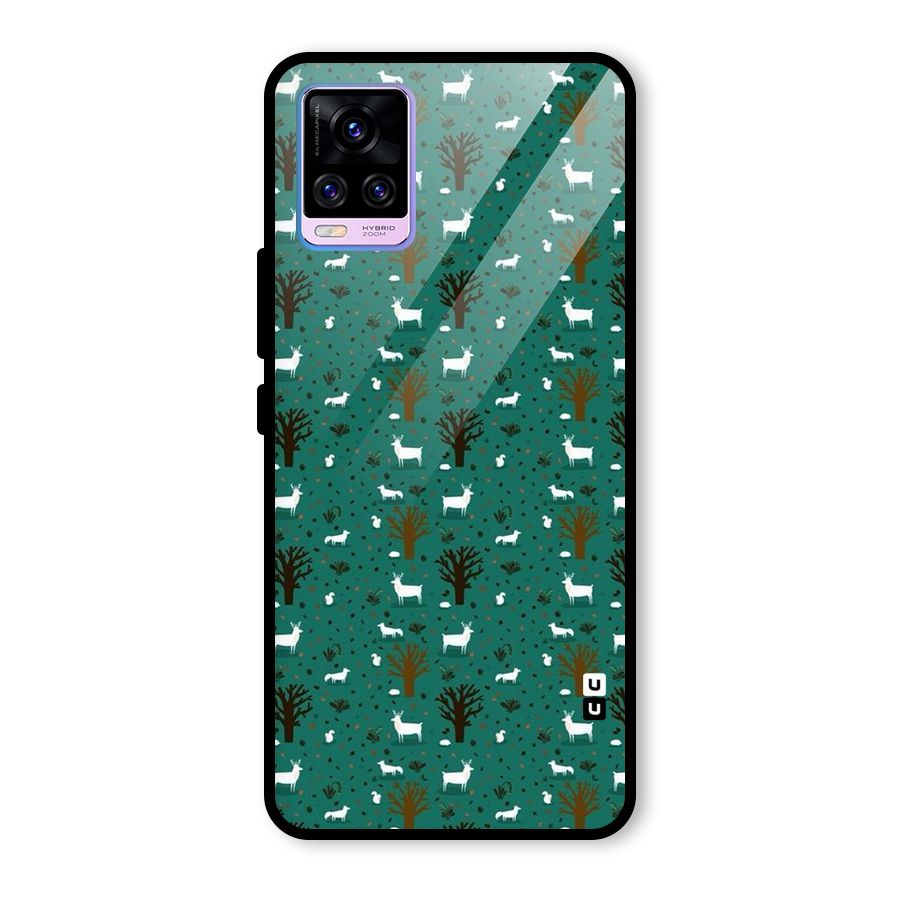 Animal Grass Pattern Glass Back Case for Vivo V20 Pro