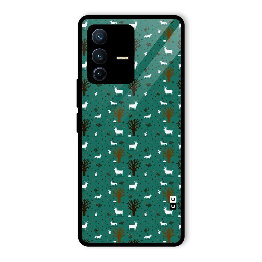 Animal Grass Pattern Glass Back Case for Vivo V23 Pro