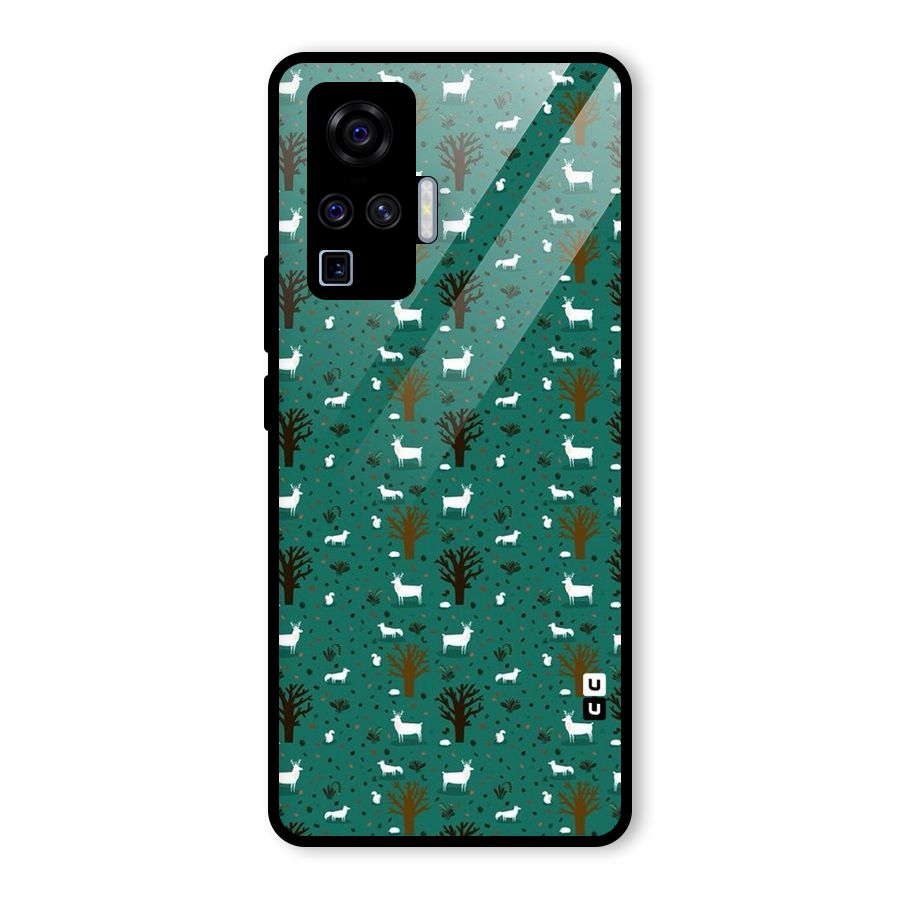 Animal Grass Pattern Glass Back Case for Vivo X50 Pro