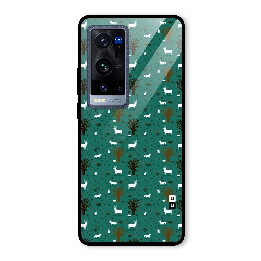 Animal Grass Pattern Glass Back Case for Vivo X60 Pro Plus