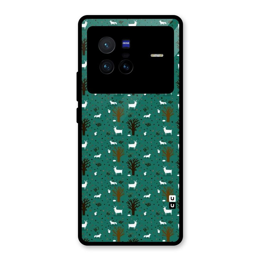 Animal Grass Pattern Glass Back Case for Vivo X80