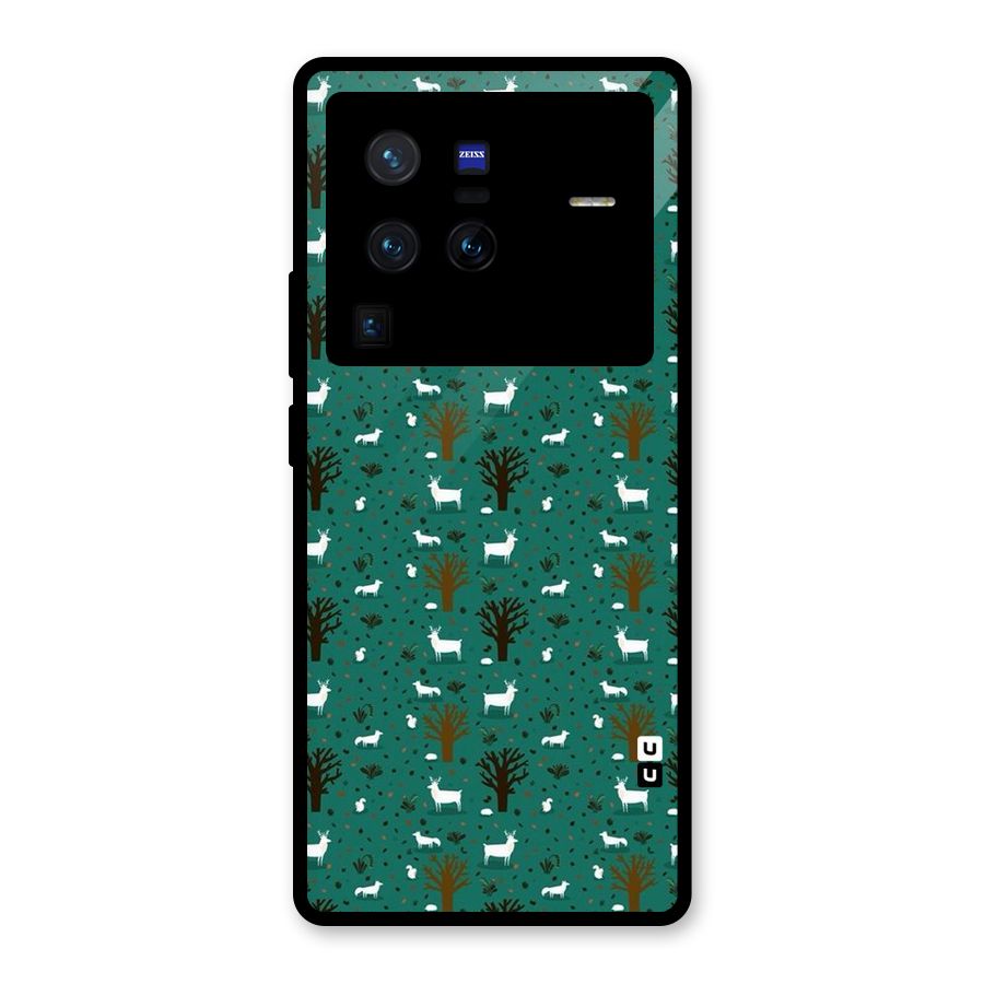 Animal Grass Pattern Glass Back Case for Vivo X80 Pro