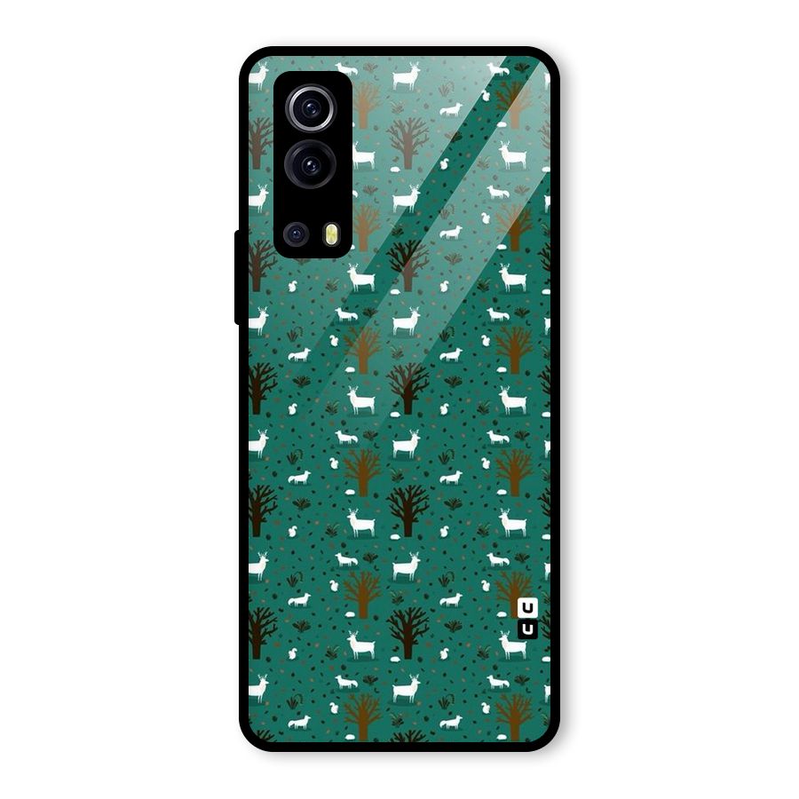 Animal Grass Pattern Glass Back Case for Vivo iQOO Z3